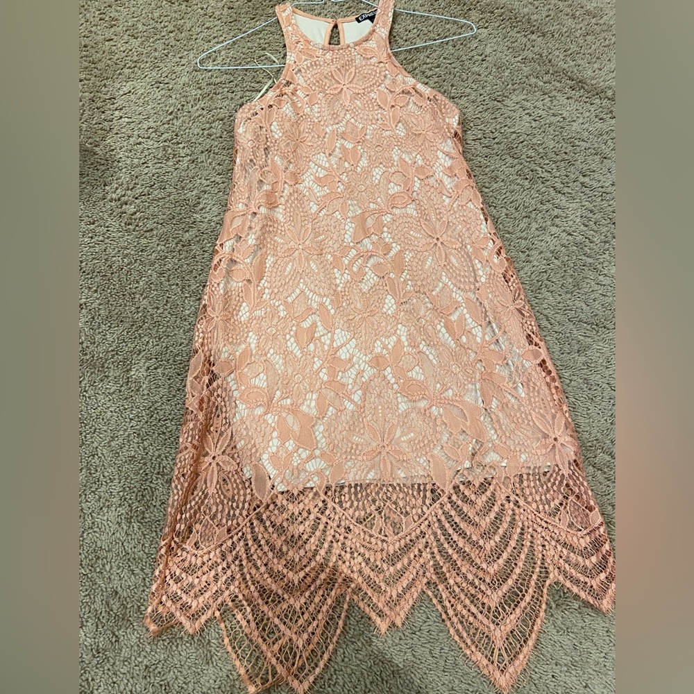 Express coral/peach lace dress